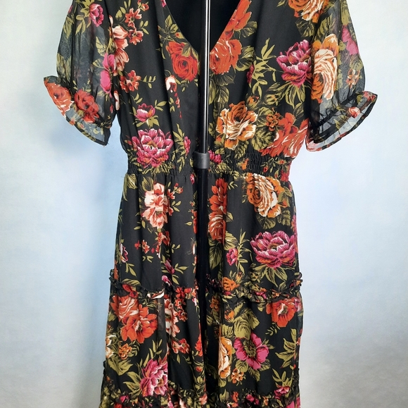 Black Floral Dress - Picture 3 of 3